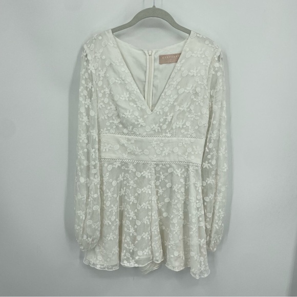 Keepsake Lace long Balloon Sleeve romper white Sz S - Picture 1 of 9